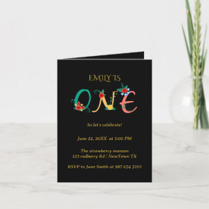 Floral 1st birthday invitation