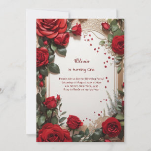 Floral 1st Birthday Invitation