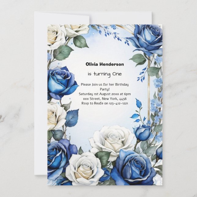 Floral 1st Birthday Invitation (Front)