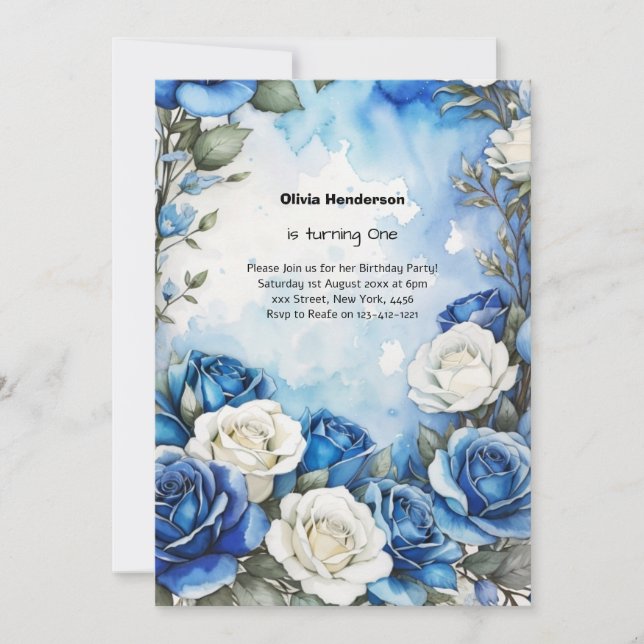 Floral 1st Birthday Invitation (Front)