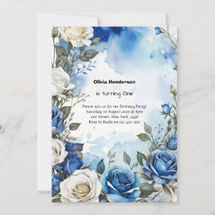 Floral 1st Birthday Invitation