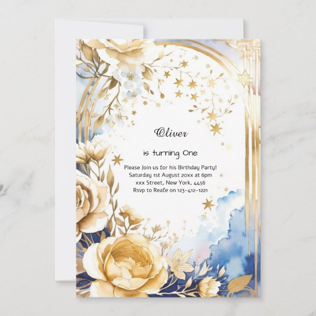 Floral 1st Birthday Invitation (Front)