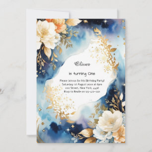 Floral 1st Birthday Invitation