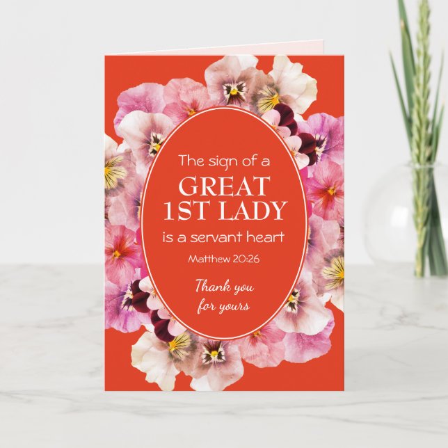 Floral 1ST LADY Pastor Appreciation Thank You Card (Front)