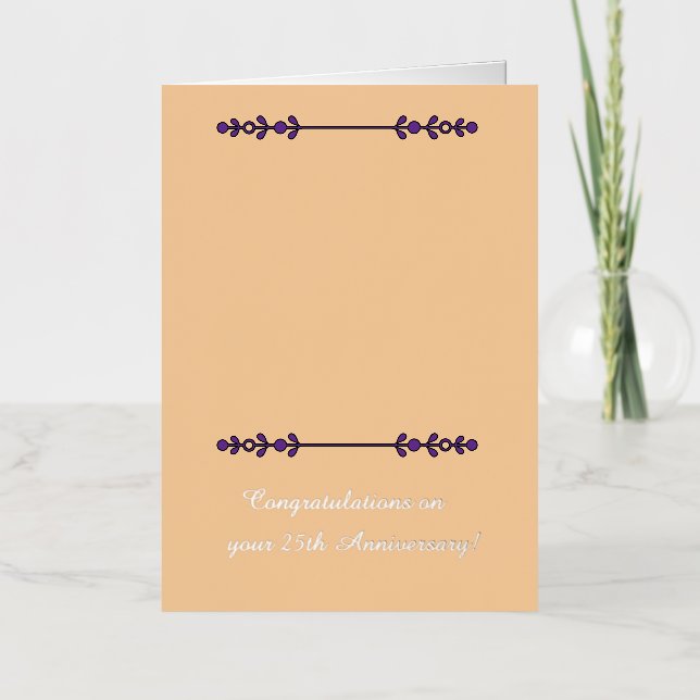 Floral 25th Anniversary, Foil Greeting Card (Front)