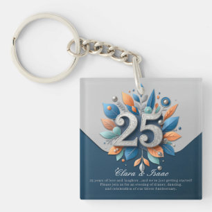 Floral 25th Silver Wedding Anniversary We Still Do Key Ring