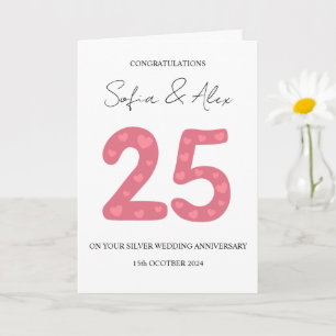 Floral 25th wedding anniversary greeting card