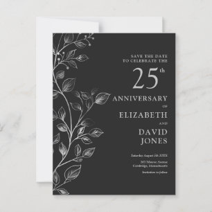Floral 25th Wedding Anniversary Save The Date Postcard
