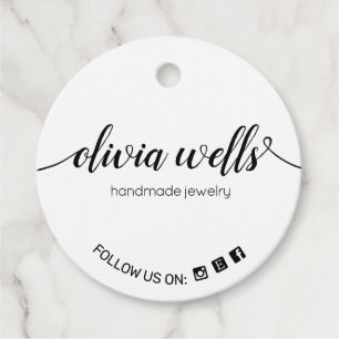 Floral  2" Round  Signature Script Hang Tags