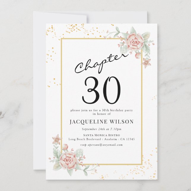 Floral 30th Birthday Invitation (Front)