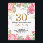 Floral 30th Birthday Invitation Gold Glitter<br><div class="desc">Floral 30th Birthday Invitation for Women. Watercolor Botanical Floral Flower. Gold Glitter. Pink Peonies Floral Flowers. Adult Birthday. For further customisation,  please click the "Customise it" button and use our design tool to modify this template.</div>