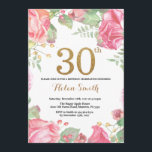 Floral 30th Birthday Invitation Gold Glitter<br><div class="desc">Floral 30th Birthday Invitation for Women. Watercolor Botanical Floral Flower. Gold Glitter. Pink Peonies Floral Flowers. Adult Birthday. For further customisation,  please click the "Customise it" button and use our design tool to modify this template.</div>