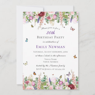 Floral 30th Birthday Party Invitation