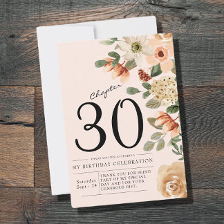 Floral 30th Birthday Thank You Card