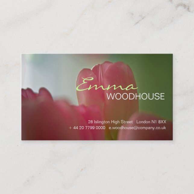 Floral 3 - Pink Tulip Business Card (Front)
