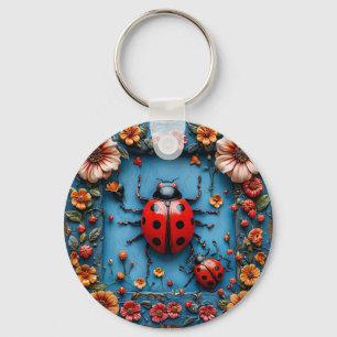 🐞 Floral 3D Ladybug Garden Charm 🐞 Key Ring