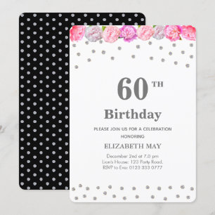Floral 40th, 60th Birthday with Diamonds Invitation