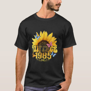 Floral 40th B day Hippie Retro Groovy Sunflower Vi T-Shirt