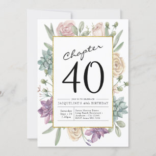 Floral 40th Birthday Invitation