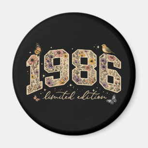 Floral 40th Birthday Limited Edition 1986 Magnet