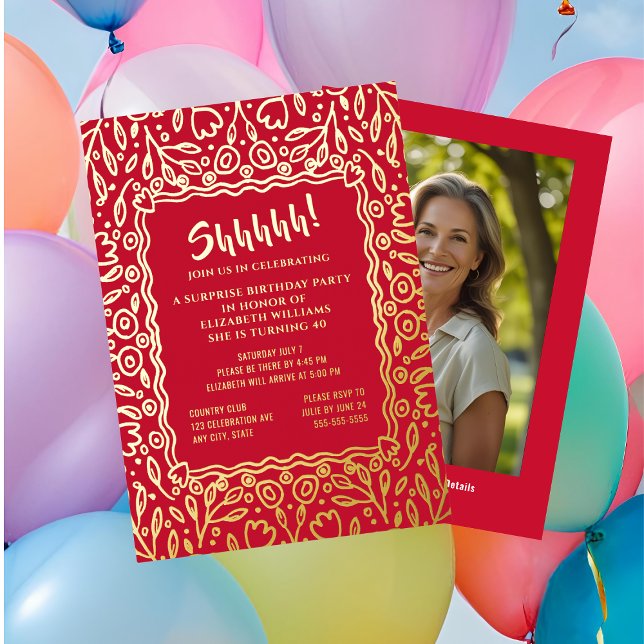 Floral 40th Custom Photo Surprise Birthday (Creator Uploaded)