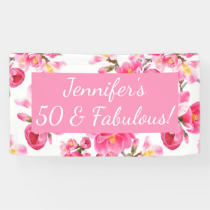 Floral 50 and Fabulous 50th Birthday Banner