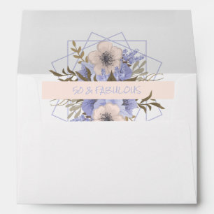 Floral 50 and Fabulous Violet Peach Rose Birthday Envelope