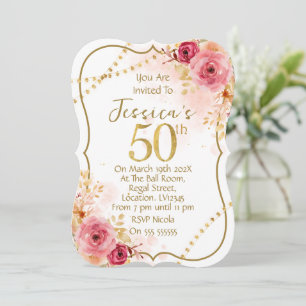 Floral 50th Birthday Invitation