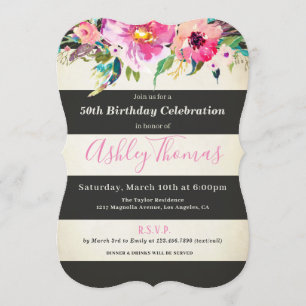 floral 50th birthday invitations for women