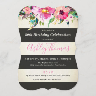 floral 50th birthday invitations for women