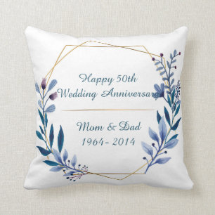 Floral 50th Wedding Anniversary Classic Cushion