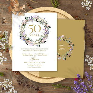 Floral 50th Wedding Anniversary Save the Date Announcement Postcard