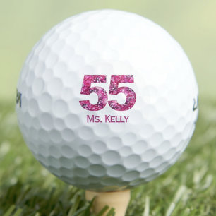 Floral 55th Birthday Gift for Teacher - Pink Peony Golf Balls