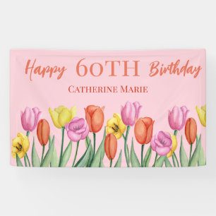Floral 60th Birthday  Banner