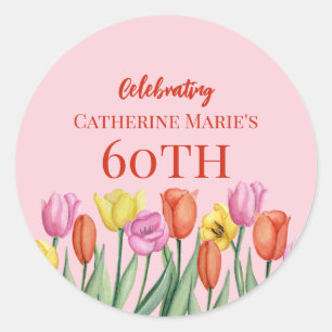 Floral 60th Birthday  Classic Round Sticker