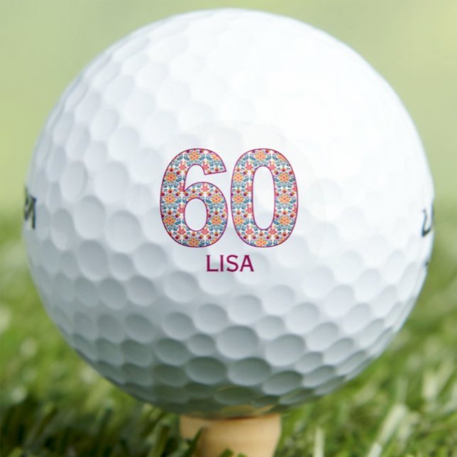Floral 60th Birthday Friend Gift – Elegant Pink 60 Golf Balls (Creator Uploaded)