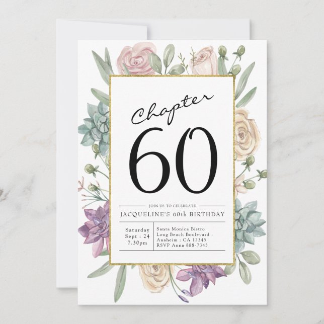 Floral 60th Birthday Invitation (Front)