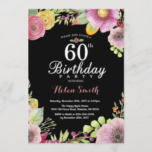 Floral 60th Birthday Invitation for Women