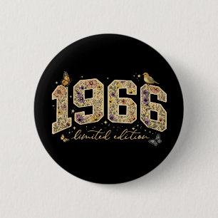 Floral 60th Birthday Limited Edition 1966 6 Cm Round Badge