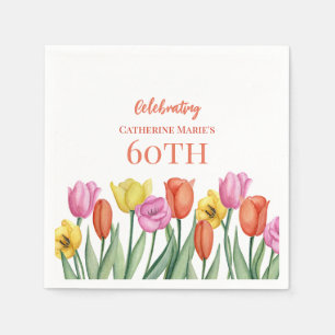 Floral 60th Birthday Napkin