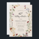Floral 60th Birthday Party Invitation<br><div class="desc">This stylish & elegant 60th birthday invitation features gorgeous hand-painted watercolor wildflowers arranged as a lovely wreath perfect with an elegant hand-lettered script. Find matching items in the Boho Wildflower Wedding Collection.</div>