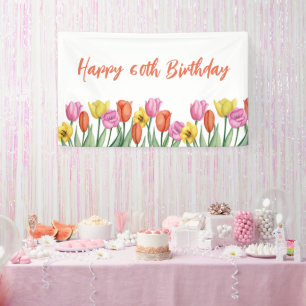 Floral 60th Birthday Pastel Banner