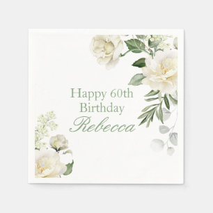 Floral 60th Birthday Pastel Napkin