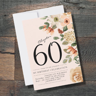 Floral 60th Birthday Thank You Card