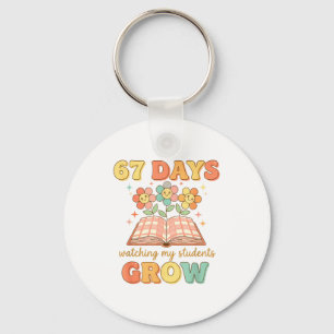 Floral 67 Days Watching My Students Grow 67 Meme T Key Ring
