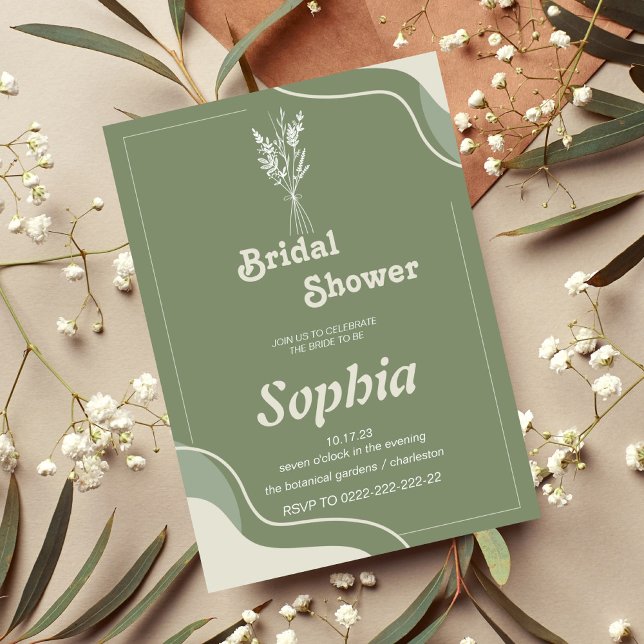 floral 70S  RETRO groovy hippie BRIDAL SHOWER  Invitation (Creator Uploaded)