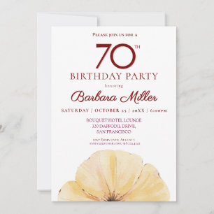 Floral 70th Birthday – Elegant Yellow Fall Invitation