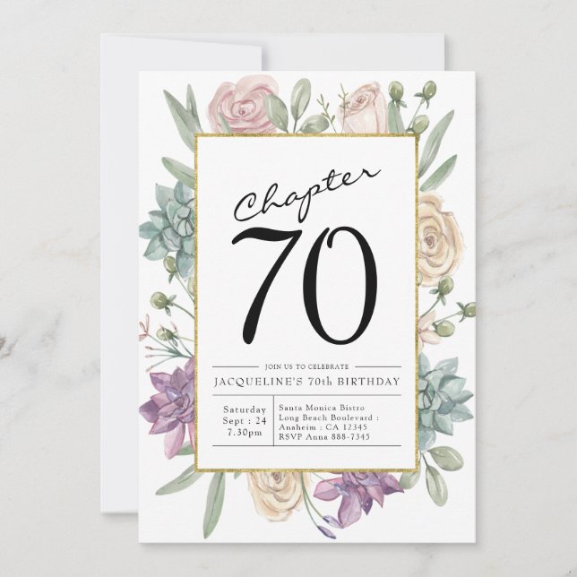 Floral 70th Birthday Invitation (Front)