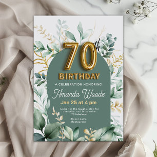 Floral 70th Birthday Invitation for Women