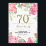 Floral 70th Birthday Invitation Gold Glitter<br><div class="desc">Floral 70th Birthday Invitation for Women. Watercolor Botanical Floral Flower. Gold Glitter. Pink Peonies Floral Flowers. Adult Birthday. For further customisation,  please click the "Customise it" button and use our design tool to modify this template.</div>